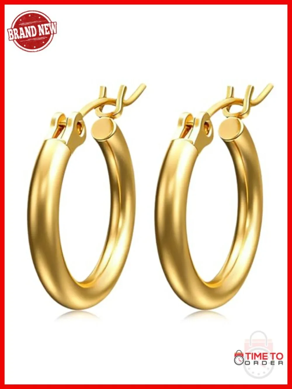 14K Gold Plated Small Huggie Hoop Earrings Hypoallergenic Lightweight Gift Box